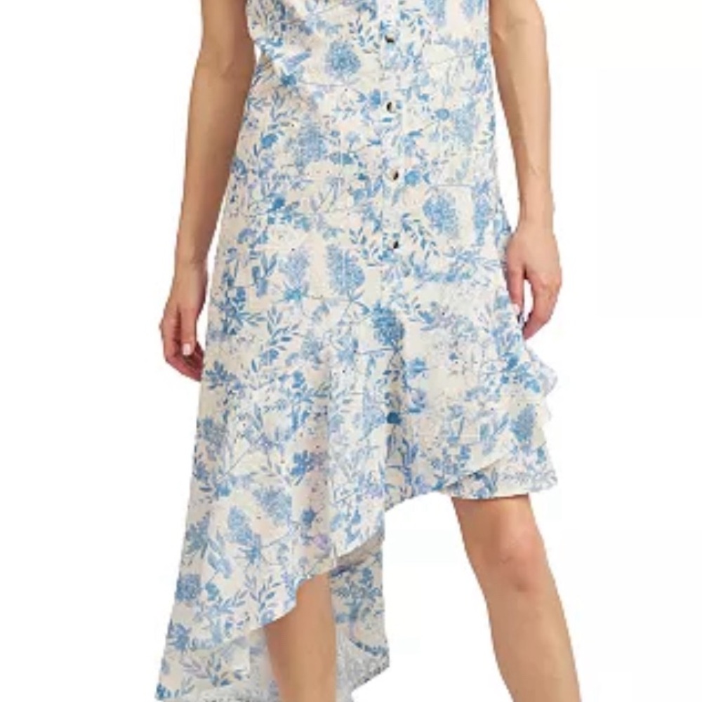 En Saison Blue and White High Low Dress